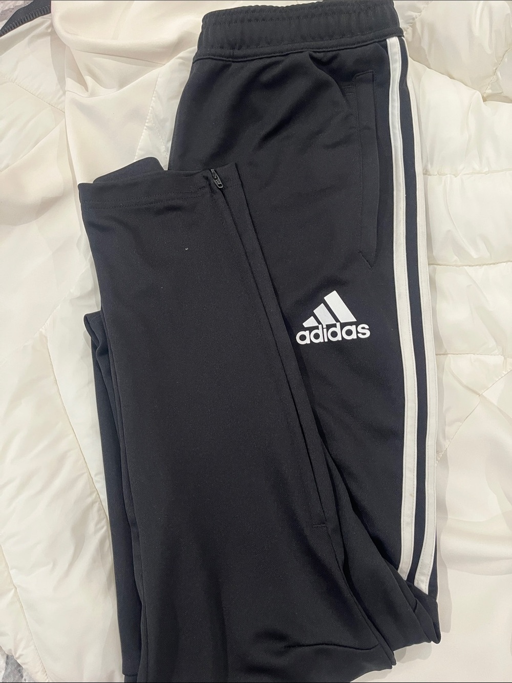 Adidas Black Track Pants with White Side Stripes